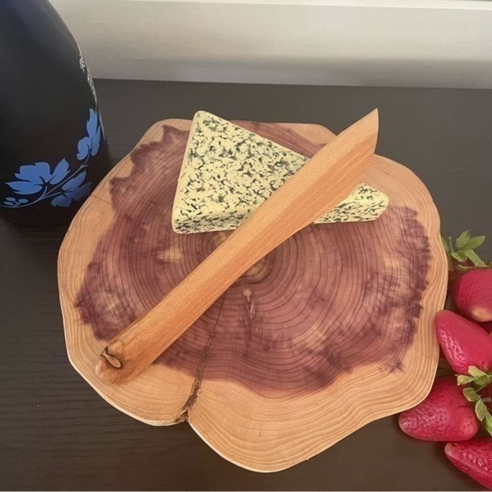 Handmade Snacking Board & Knife Gift Set Live Edge Cedar Charcuterie
